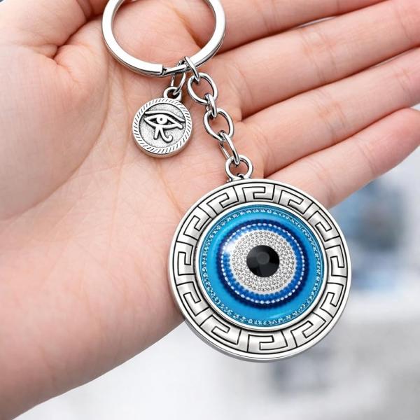 Blue Evil Eye Keychain – Nazar Protection Keyring for Car & Bike – collectible keychain accessory for car, bike and bag keys